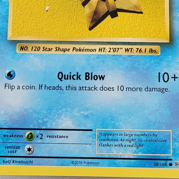 Pokemon Staryu 30/108 Evolutions, Common - Picture 2 of 2